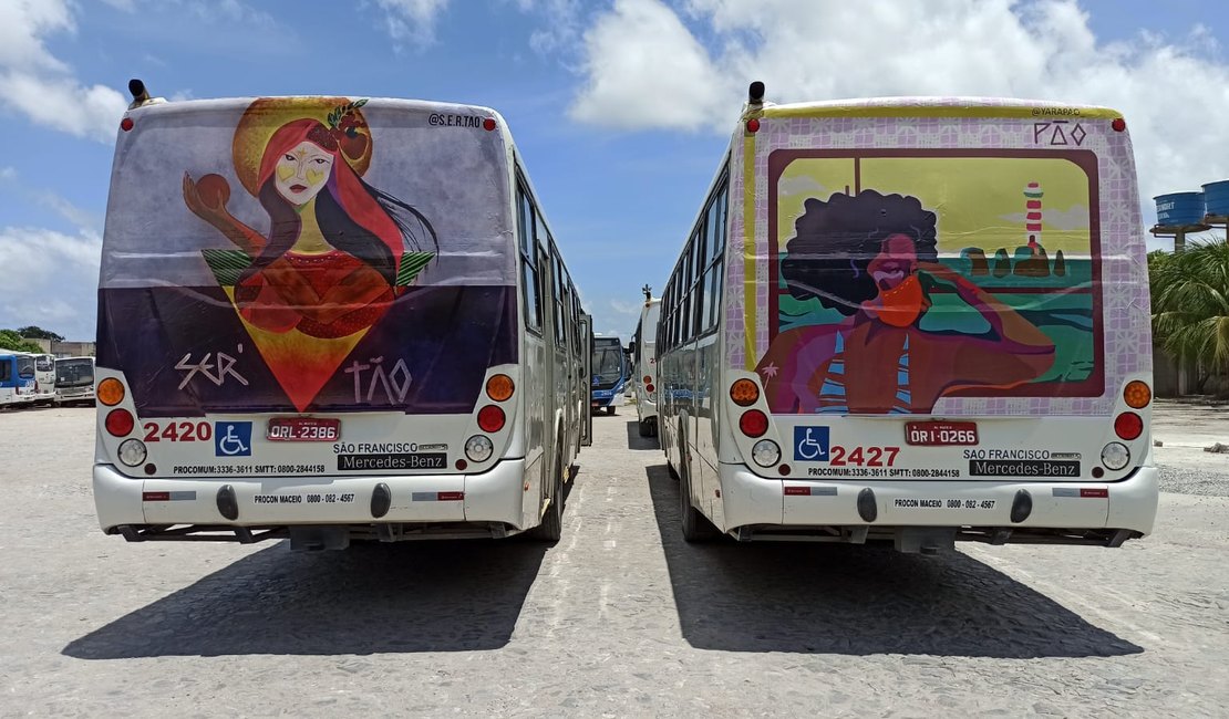 Obras de artistas alagoanas estampam ônibus de Maceió