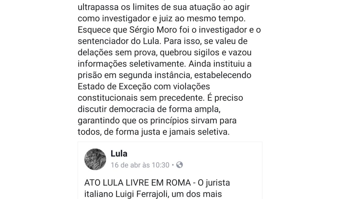 Renan Calheiros volta a atacar Sérgio Moro nas redes sociais