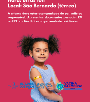 Secretaria de Saúde se Palmeira inicia vacina contra a Covid-19 para crianças de 3 anos
