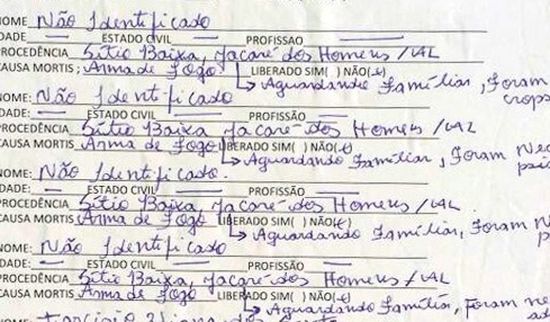 Vítimas de chacina ainda não foram identificadas por familiares