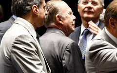 Os peemedebistas Romero Jucá, José Sarney e Renan Calheiros em sessão no Senado em 2011
