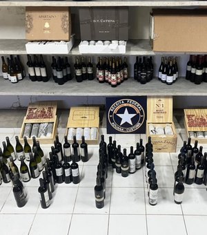 Receita Federal apreende 184 garrafas de vinhos argentinos em transportadora de Maceió