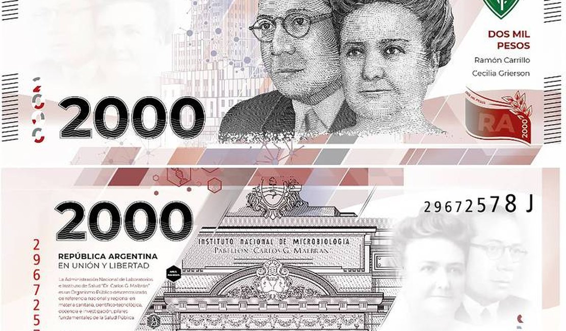 Mergulhada em inflação, Argentina lança nota de 2.000 pesos, equivalente a R$ 20