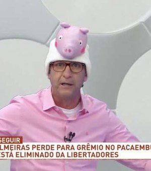Com Peppa Pig e pipoca, Neto tira sarro do Palmeiras ao vivo
