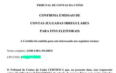 Com contas rejeitadas pelo TCU, Jairzinho Lira se torna inelegível