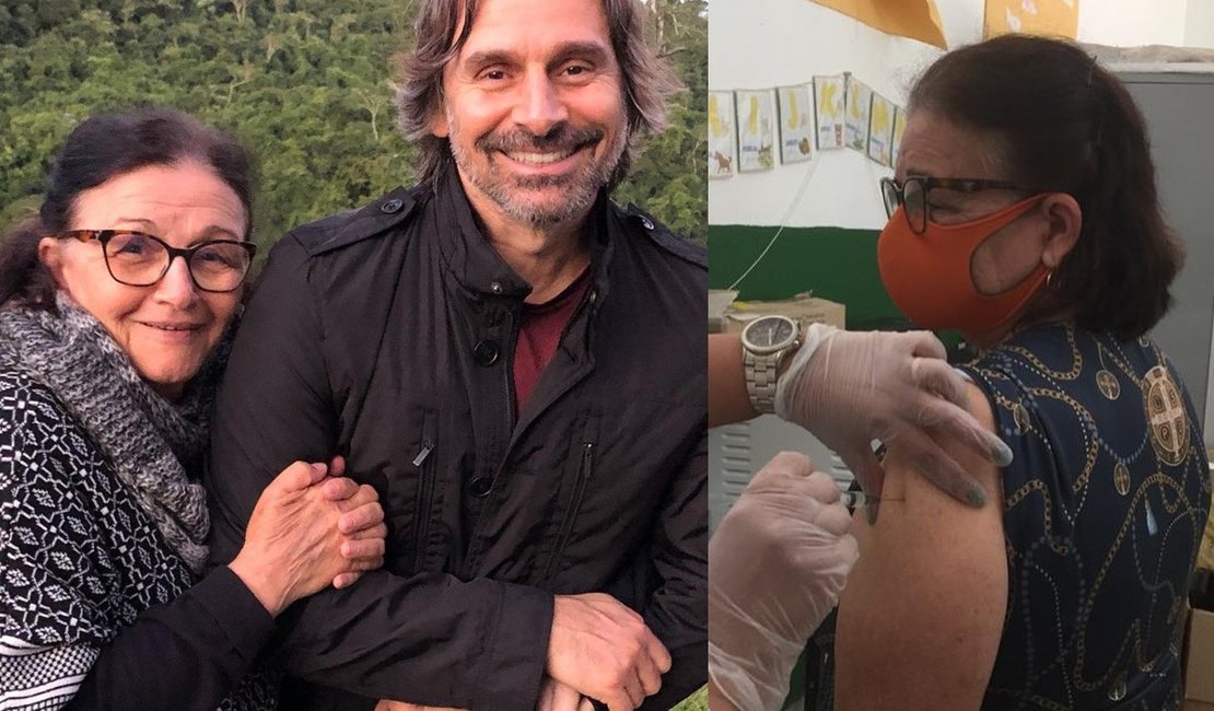 Murilo Rosa comemora mãe ser vacinada contra Covid-19: