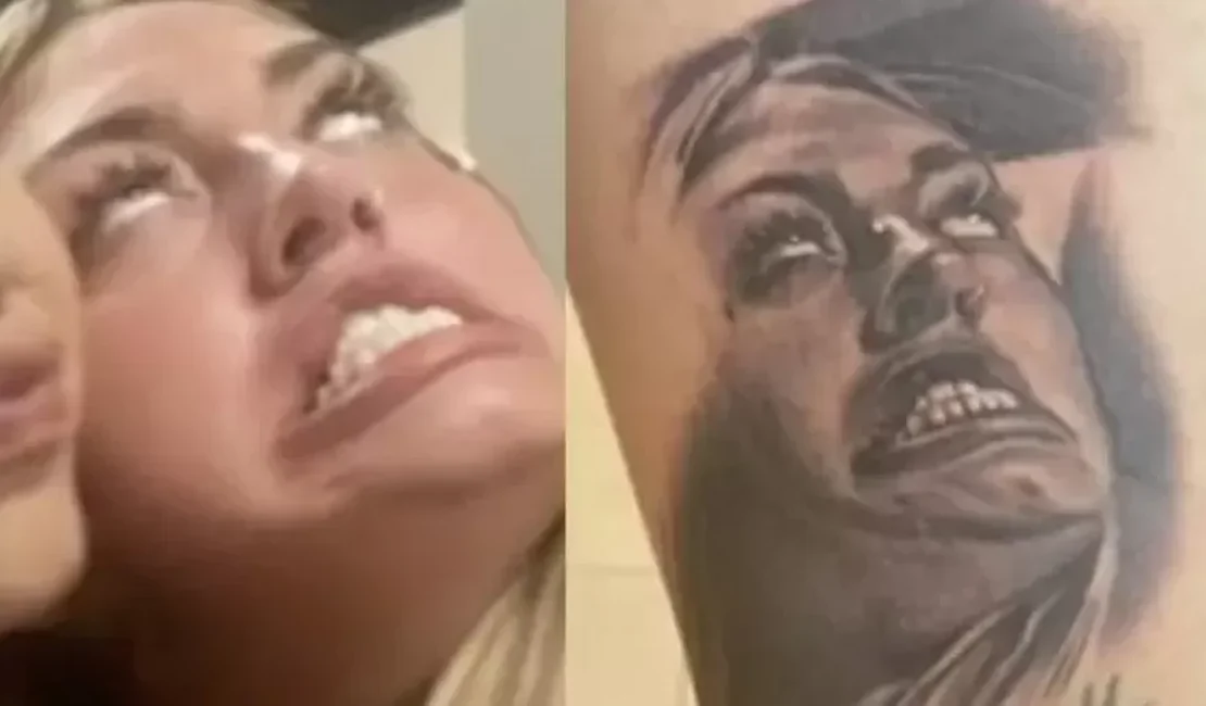 Homem surpreende e tatua careta da esposa na coxa: 'É a personalidade dela'