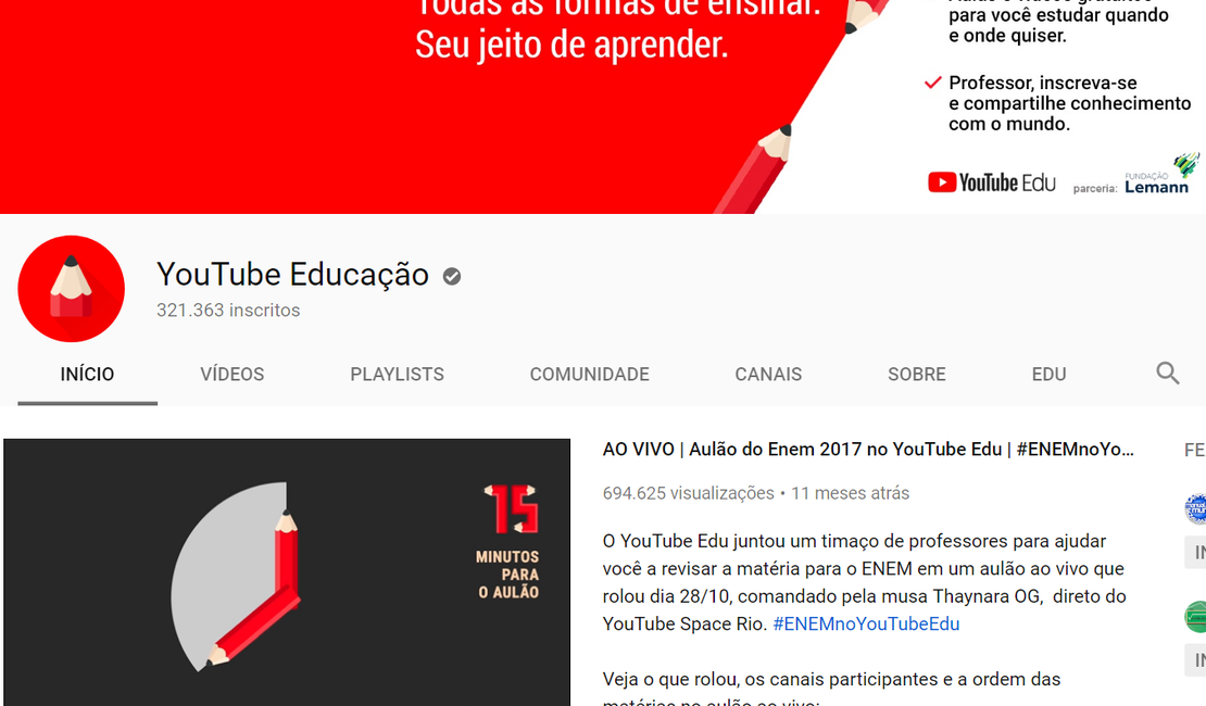 A cada 10 brasileiros, nove usam o YouTube para estudar, diz levantamento
