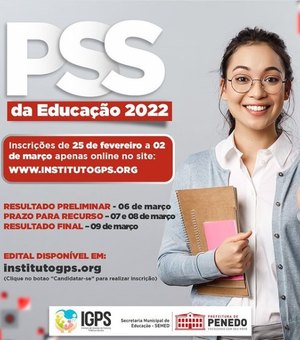 Prefeitura de Penedo abre inscrições para o Processo Seletivo da Educação 2022