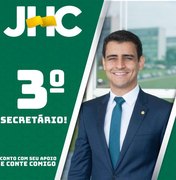 JHC é eleito como 3º Secretário da Mesa Diretora da Câmara