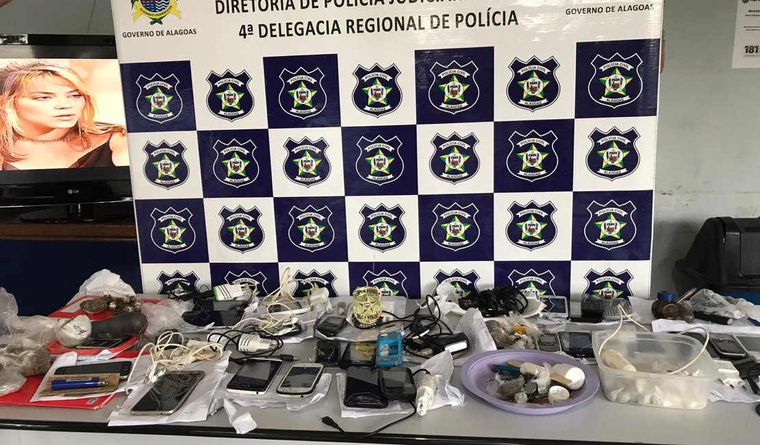 Polícia apreende drogas e 27 celulares durante revista na Casa de Custódia de Arapiraca