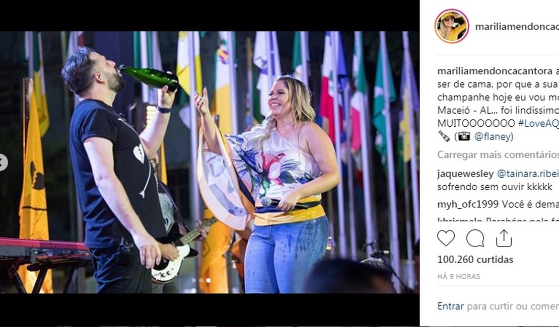 Marília Mendonça canta música inédita em show gratuito no Centro de Maceió