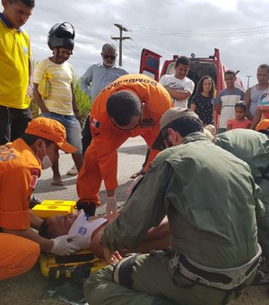 Motoqueiro fica ferido em acidente de trânsito em Porto Calvo