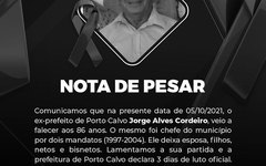 Prefeitura de Porto Calvo publica nota no Instagram lamentando morte de ex-prefeito