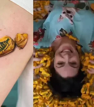 Mulher tatua bombom Caribe no braço e ganha 10kg de chocolate