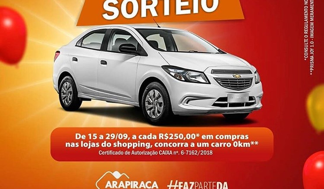 Shopping de Arapiraca sorteia carro em promoção de aniversário