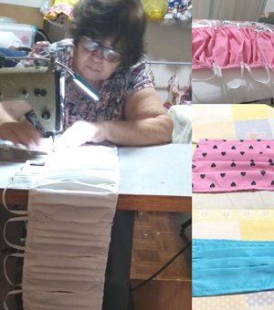 Costureira aposentada, de 69 anos, faz máscaras de pano para doar