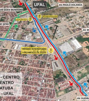 Obras de novo viaduto em Maceió alteram trânsito neste final de semana