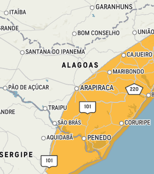 Inmet emite Alerta Laranja de chuvas para boa parte de Alagoas