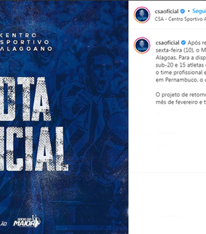CSA anuncia que não participará da Copa Alagoas 2022