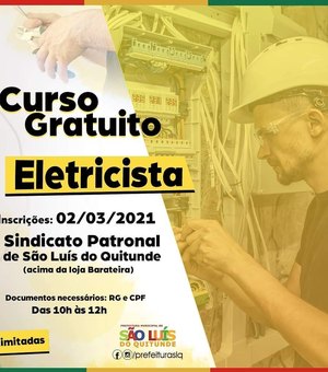 Sindicato abre inscrições para curso de eletricista em São Luís do Quitunde