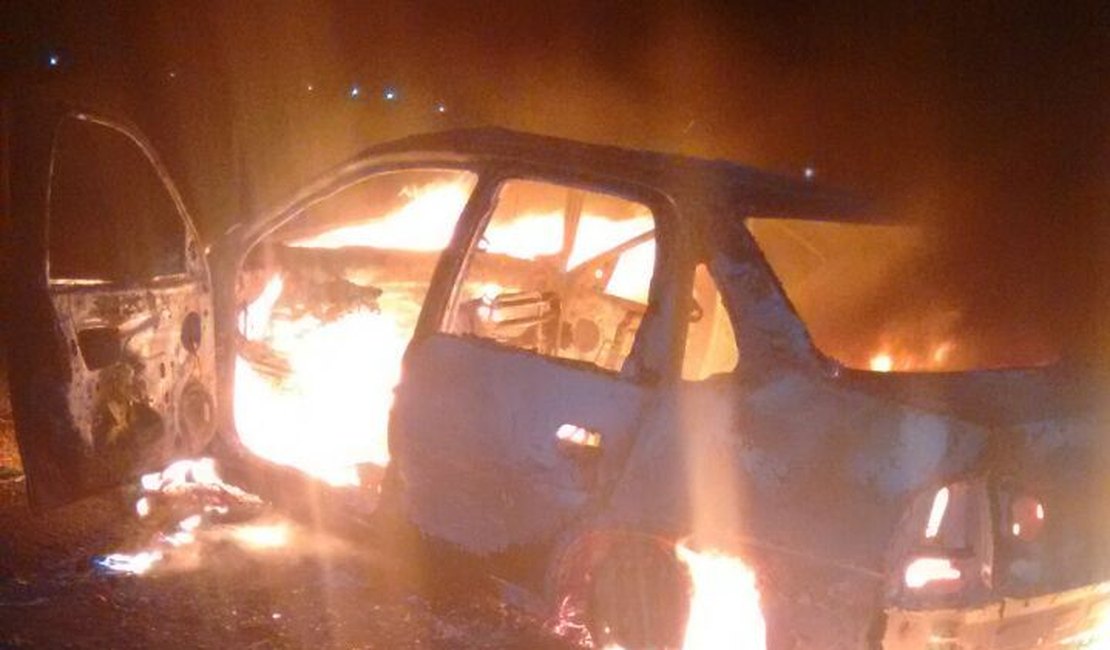Filho de ex-prefeito tenta desviar de animal, colide carro em árvore e veículo pega fogo