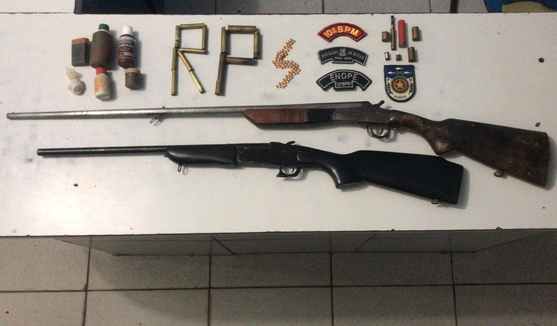 Agricultor é vítima de disparo acidental e 10º BPM localiza armas, munições e pólvora