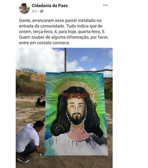 Painel de Jesus Cristo que tinha sumido reaparece em Maragogi