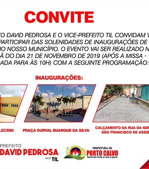Prefeitura de Porto Calvo prepara inaugurações no dia da padroeira
