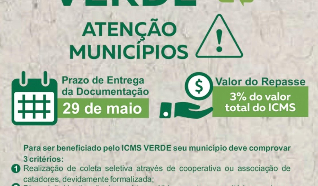 Prazo para cadastro no ICMS Verde de Alagoas acaba na segunda-feira (29)
