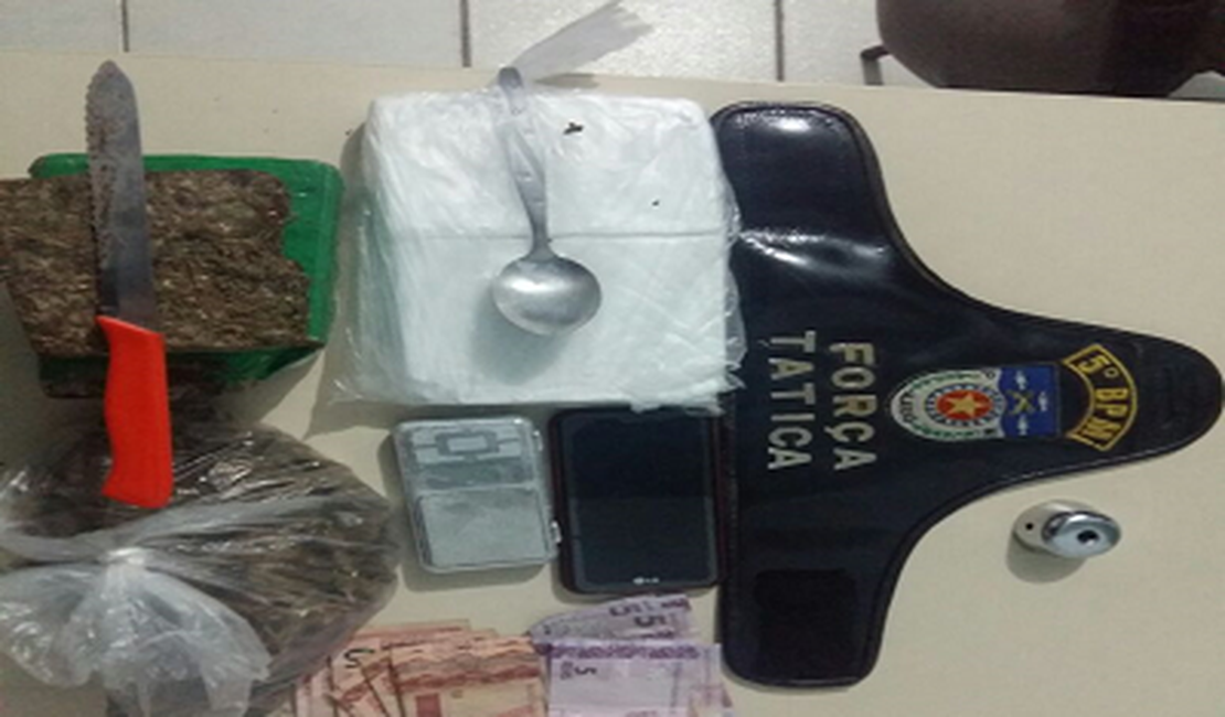 Suspeito de tráfico é preso com quase um quilo de cocaína e maconha no Antares