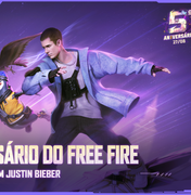 Free Fire anuncia parceria com Justin Bieber para comemorar 5º aniversário do game