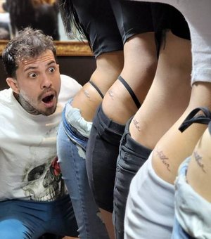 Brasileiro casado com 8 mulheres ganha tatuagem como homenagem