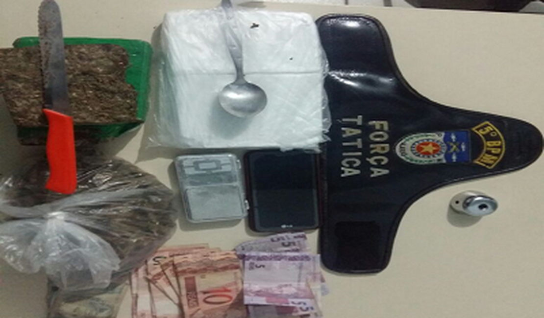 Suspeito de tráfico é preso com quase um quilo de cocaína e maconha no Antares