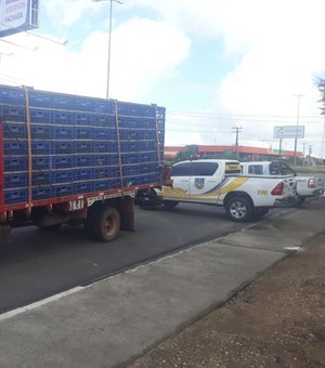 Operação apreende caminhão com carga irregular de frangos na AL 220, no Agreste 