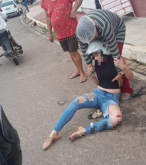 Colisão entre carro e moto deixa mulher ferida em Palmeira dos Índios