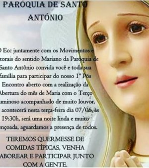 Terço Luminoso e louvor abrem Mês de Maria na paróquia de Santo Antônio