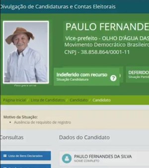 Com candidatura de vice indeferida, reeleição de Nem em Olho D’Água das Flores está comprometida