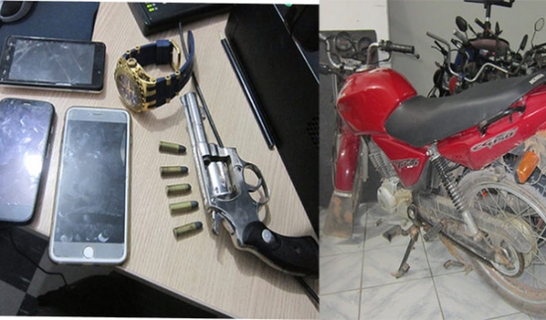 Após arrastão, menores são apreendidos com moto roubada, revólver e munições