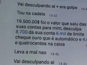 Idosa recebe mensagem de bandido após perder R$ 20 mil: “Não vai te fazer falta”
