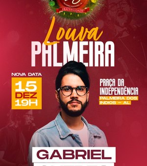 Louva Palmeira será realizado na quinta (15); Cantor Gabriel Guedes é destaque