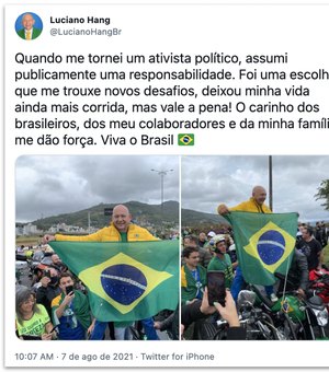 Motociata de Bolsonaro em Florianópolis reúne autoridades e personalidades
