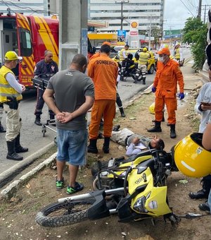 Motoqueiro da PM sofre acidente no bairro Mangabeiras