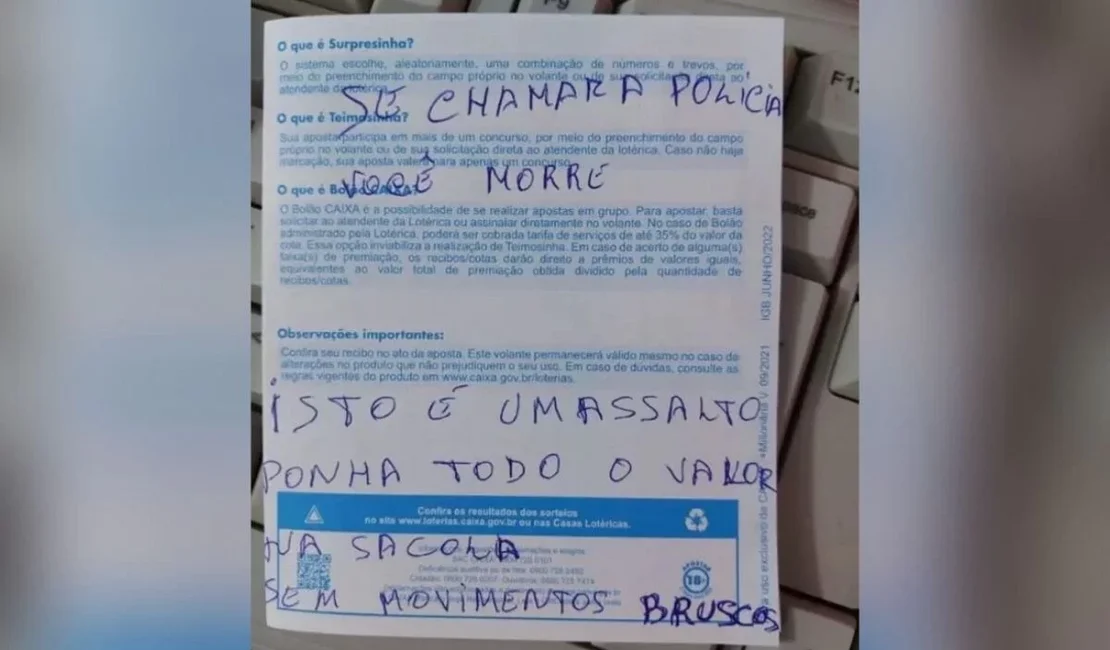 Homem usa volante de jogo para anunciar assalto em lotérica na Bahia