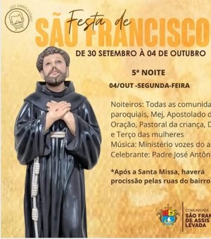 Paróquias celebram Dia de São Francisco em Maceió nesta segunda-feira (4)