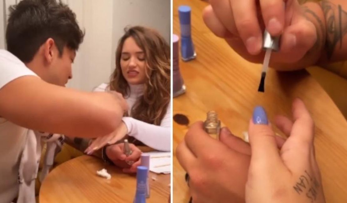 Daniel Caon faz unhas de Rafa Kalimann e surpreende com resultado