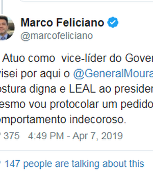 Feliciano ameaça pedir impeachment de Mourão por conspiração contra Bolsonaro