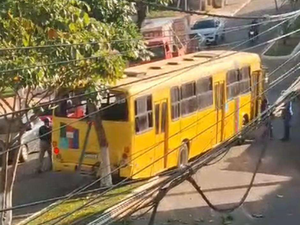 Ônibus escolar sem freios desce ladeira de ré e atinge veículos em Palmeira dos Índios
