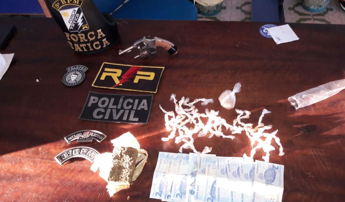 Operação integrada resulta em prisões e apreensão de arma e drogas em Arapiraca 