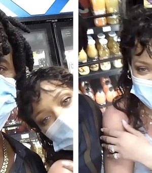 Rihanna volta para Barbados e surpreende fã em posto de gasolina